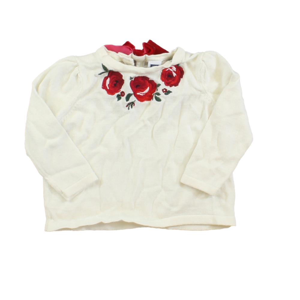 Janie and Jack Girls Ivory | Rose Sweater size: 6-12 Months